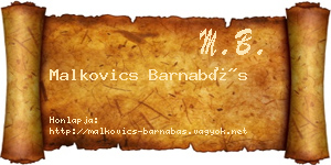 Malkovics Barnabás névjegykártya