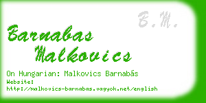barnabas malkovics business card